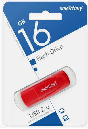  Flash USB 2.0 - 16Gb Smart Buy Scout Red