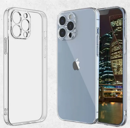 Накладка iPhone 13 pro силиконовая прозрачная с закрытой камерой