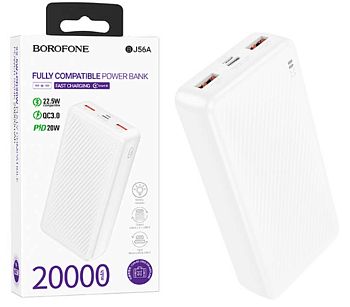 Внешний аккумулятор 20 000мАч Borofone BJ56A, PD20Вт White