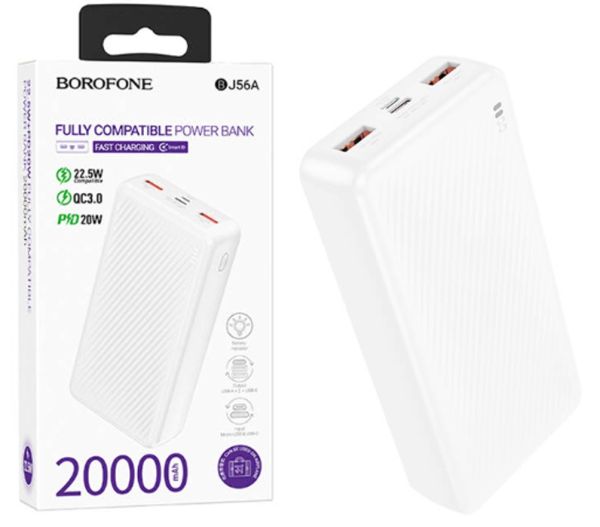 Внешний аккумулятор 20 000мАч Borofone BJ56A, PD20Вт White