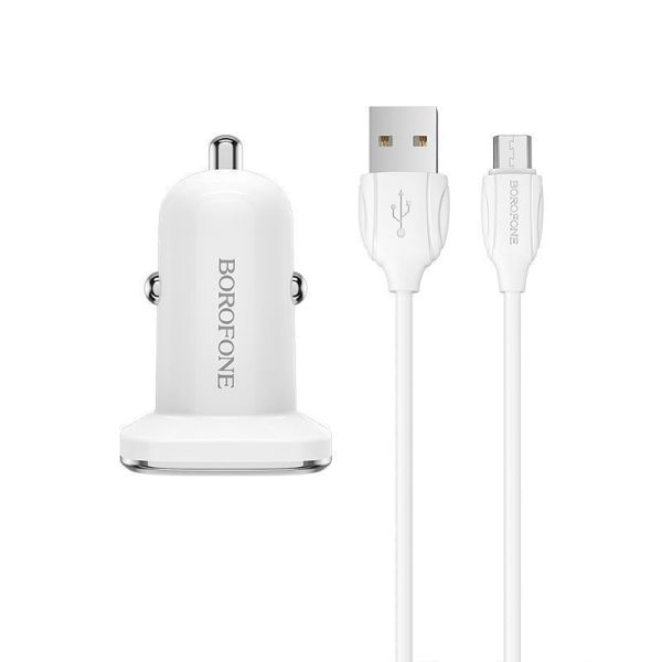 АЗУ micro 2.4A, 2USB BOROFONE BZ12 White