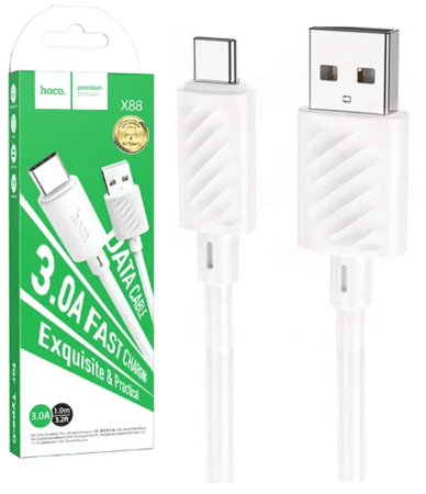 Кабель Type-C - USB 3.0A Hoco X88 Benefit 1m White