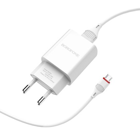 СЗУ micro 2,1A Borofone BA20A Sharp White