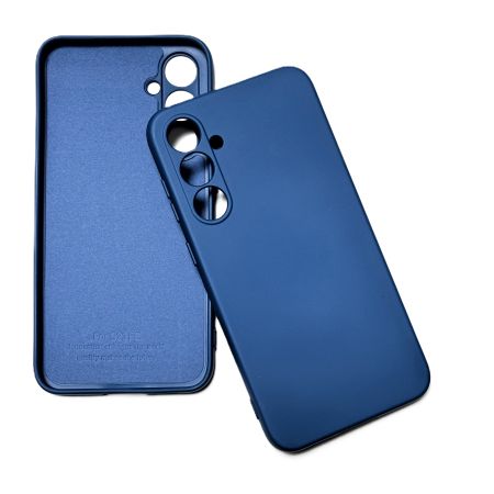 Накладка Samsung S23 FE синий с микрофиброй и закрытой камерой