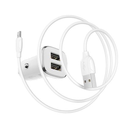 АЗУ micro 2.4A, 2USB BOROFONE BZ12 White