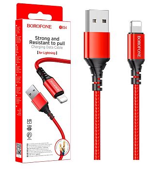 Кабель iPhone Lightning - USB 2.4A Borofone BX54 1m, Red