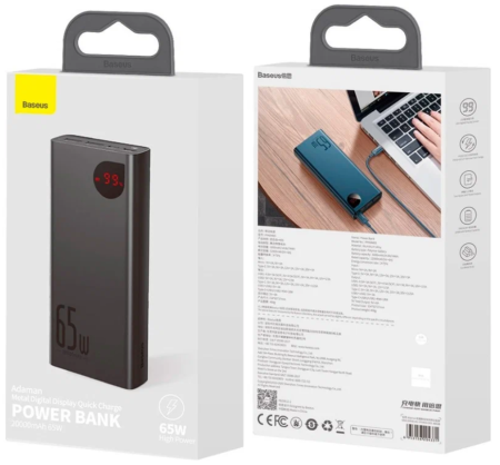 Внешний аккумулятор 20 000мАч Baseus Adaman Metal Quick Charge PW 22.5W Black