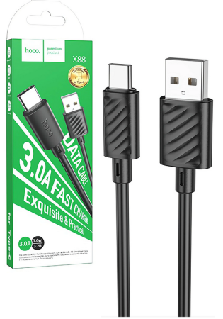 Кабель Type-C - USB 3.0A Hoco X88 Benefit 1m Black