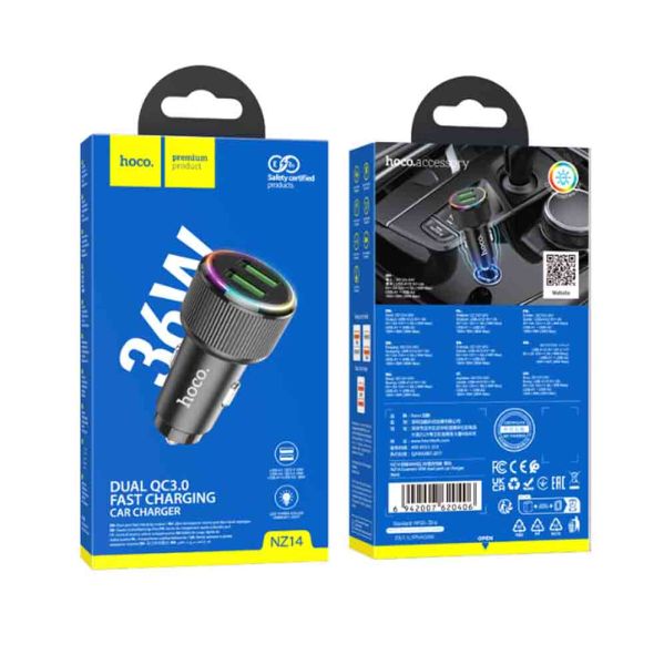 Автомобильное зарядное устройство блок HOCO NZ14 Guerrero, 36W, 2USB Black