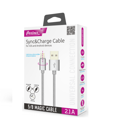 Кабель iPhone Lightning & micro 2.1A Partner Magic S8