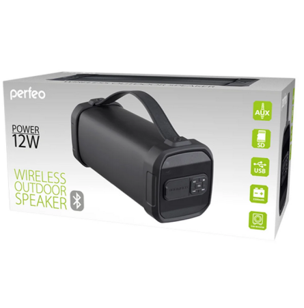 Колонка Perfeo PF_A4319 FM, MP3, microSD, USB, EQ, AUX, мощность 10Вт, 2200mAh, черный