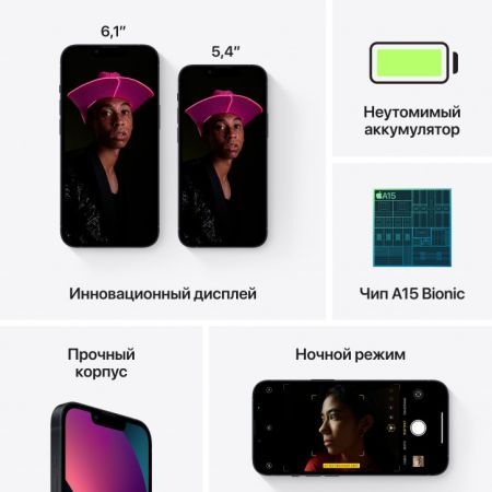 Смартфон Apple iPhone 13 128Gb, Dual: Nano Sim + eSIM, Midnight