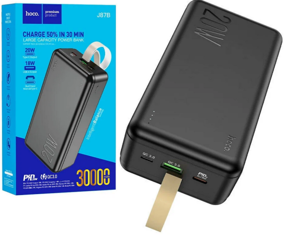 Внешний аккумулятор 30 000 мAч HOCO J87B 20w Black