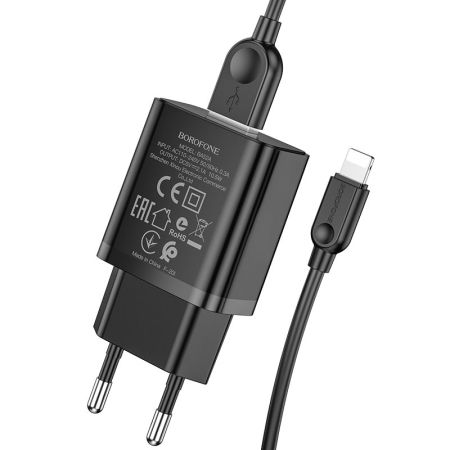 СЗУ iPhone Lightning 2.1A, 5W 1USB Borofone BA52A Black