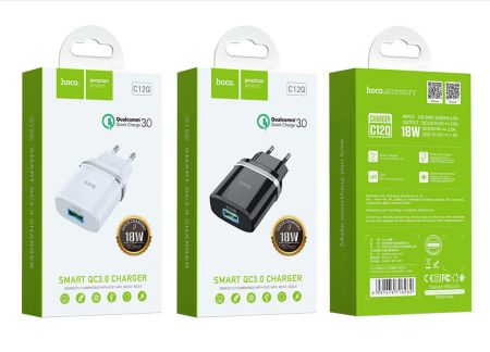 СЗУ блок 3.0A QC3.0 1USB HOCO C12Q  White