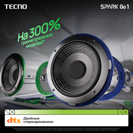 Смартфон TECNO Spark Go 1, 3/64Гб, RU, Dual nano SIM, Startrail Black