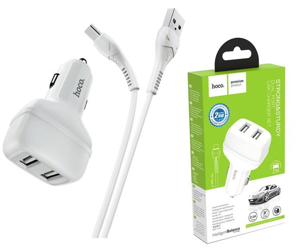 АЗУ Type-C 2.4A 2USB Hoco Z36 White