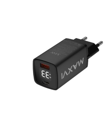 СЗУ блок 33w 1USB + 1Type-C Maxvi A402PD LED Black