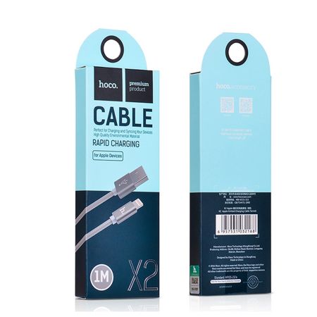Кабель iPhone Lightning - USB 2.4A HOCO X2 1m Gray