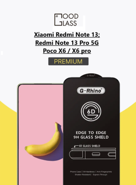 Стекло защитное Xiaomi Note 13 Pro 5G /Note 13 / Poco X6 / X6 Pro / M6 pro- New G-Rhino