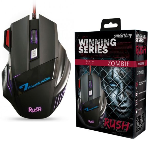 Мышь проводная SmartBuy, 721G-K RUSH Zombie оптическая Black