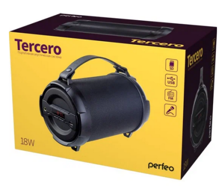 Колонка Perfeo "TERSERO" FM, MP3,microSD,USB,AUX мощность 18Вт