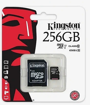 Flesh MicroSDXC   256GB  Kingston Class 10 Canvas Select Plus A1 (100 Mb/s) + SD адаптер