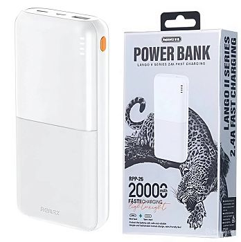 Внешний аккумулятор 20 000мАч Remax RPP-26 Lango II White