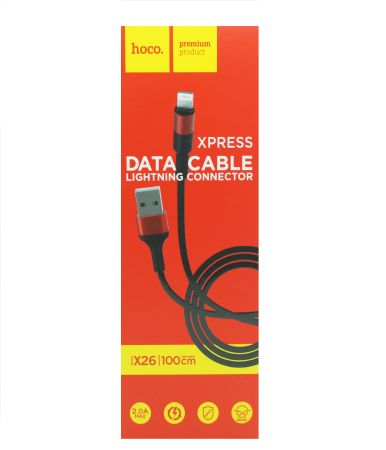 Кабель iPhone Lightning - USB 2.1A HOCO X26 Black-Red