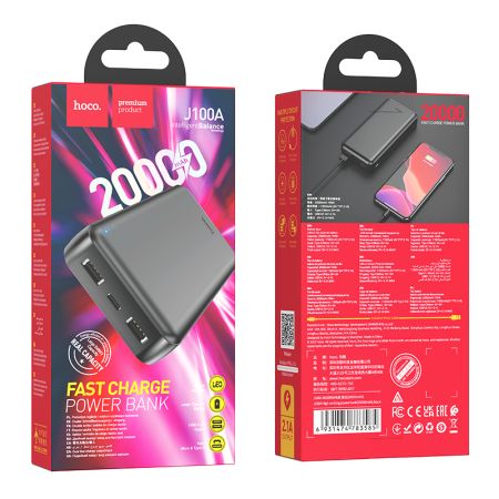 Внешний аккумулятор 20 000мАч Hoco J100A Black
