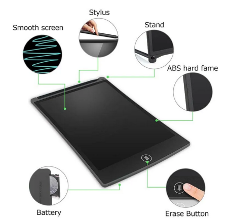 Планшет графический для заметок и рисования LCD Writing Tablet 12 black
