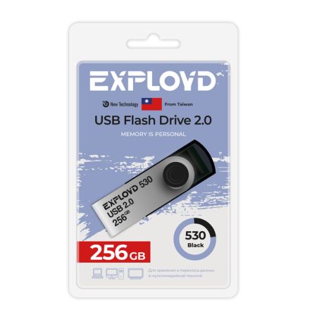 Flesh USB 3.0 - 256Gb Exployd 530, USB 2.0, пластик, чёрный