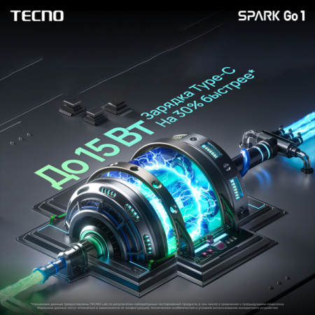 Смартфон TECNO Spark Go 1, 3/64Гб, RU, Dual nano SIM, Startrail Black