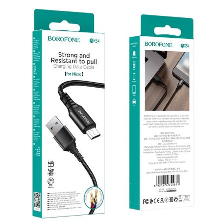 Кабель Micro USB  2.4A Borofone BX54 1m Black