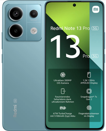 Смартфон Xiaomi Redmi Note 13 pro 5G 8/256Гб Global, Dual nano SIM, Ocean Teal