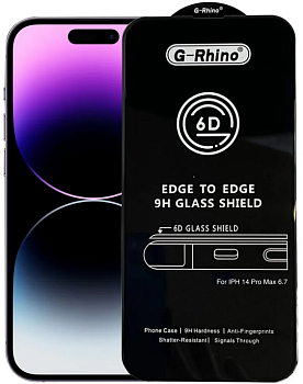Стекло защитное iPhone 14 pro Max Черное 3D G-Rhino