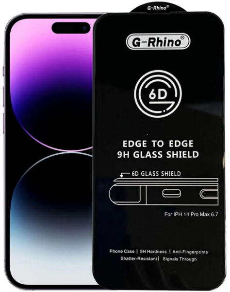 Стекло защитное iPhone 14 pro Max Черное 3D G-Rhino