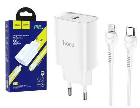 СЗУ iPhone Lightning 3.0A, 20W 1Type-C Hoco N14 White