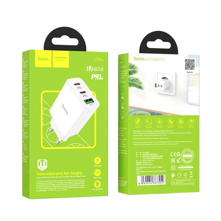 СЗУ блок 3.0A, 20W, 1USB+2Type-C Hoco C99A White