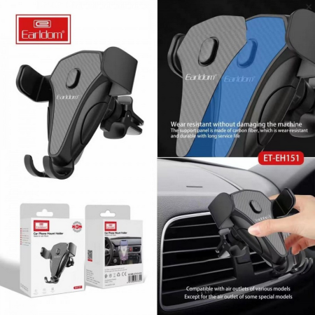 Автодержатель Earldom ET-EH151 c креплением на решетку воздуховода, черный