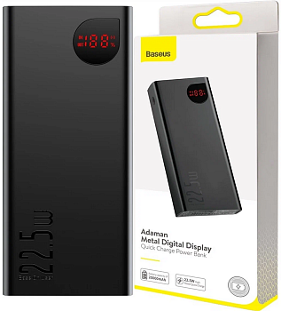 Внешний аккумулятор 10 000мАч Baseus Adaman Metal Quick Charge PW 22.5W Black