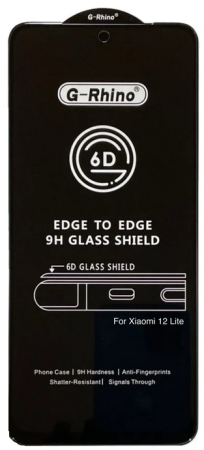 Стекло защитное Xiaomi 12 Lite Черное 3D G-Rhino