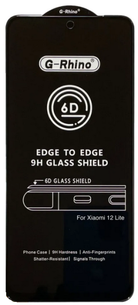 Стекло защитное Xiaomi 12 Lite Черное 3D G-Rhino