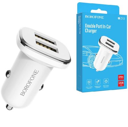АЗУ блок 2.4A, 2USB BOROFONE BZ12 White