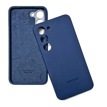 Накладка Samsung S23 темно-синий с микрофиброй и закрытой камерой 