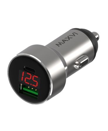 АЗУ блок 6A, 36W 1USB+ 1Type-C Maxvi CCM-M602PD LED metallic silver