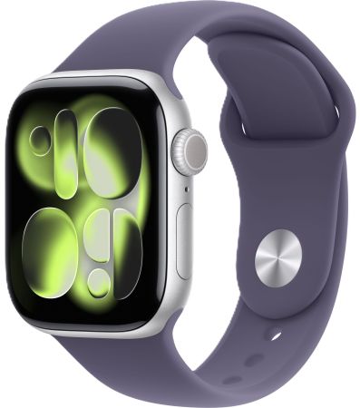 Смарт-часы Apple Watch Series 11, 42 мм, корпус серебристого цвета, спортивный ремешок цвета "фиолетовый туман" 