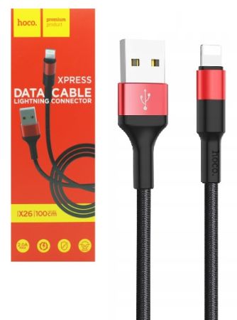 Кабель iPhone Lightning - USB 2.1A HOCO X26 Black-Red