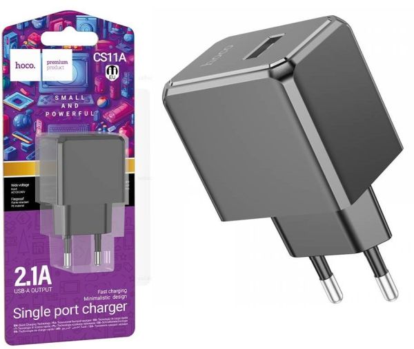 СЗУ блок 2.1A, 10.5W, 1USB Hoco CS11A Ocean 1m Black