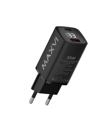 СЗУ блок 33w 1USB + 1Type-C Maxvi A402PD LED Black